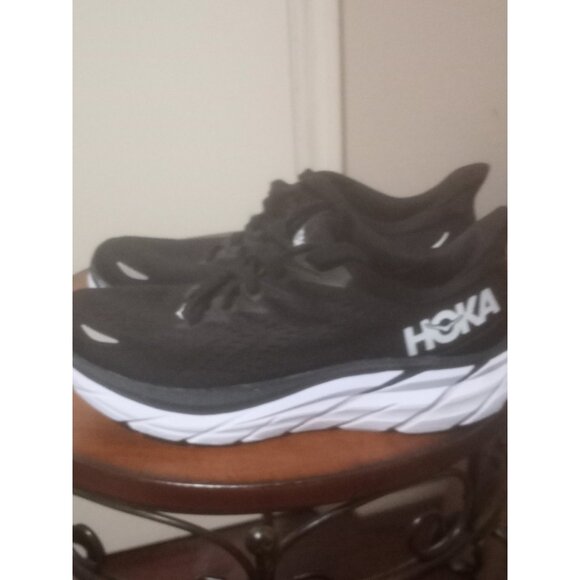 Hoka One One Clifton 8 Womens Size 7.5B 1119394 BWHT Black White Shoes - Picture 8 of 13